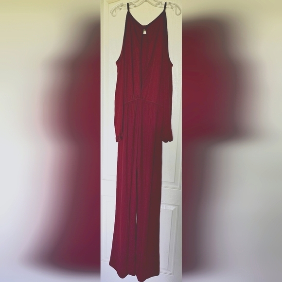 LULUS Looking to Snuggle Burgundy Cold Shoulder Lounge Jumpsuit XS - Picture 5 of 9